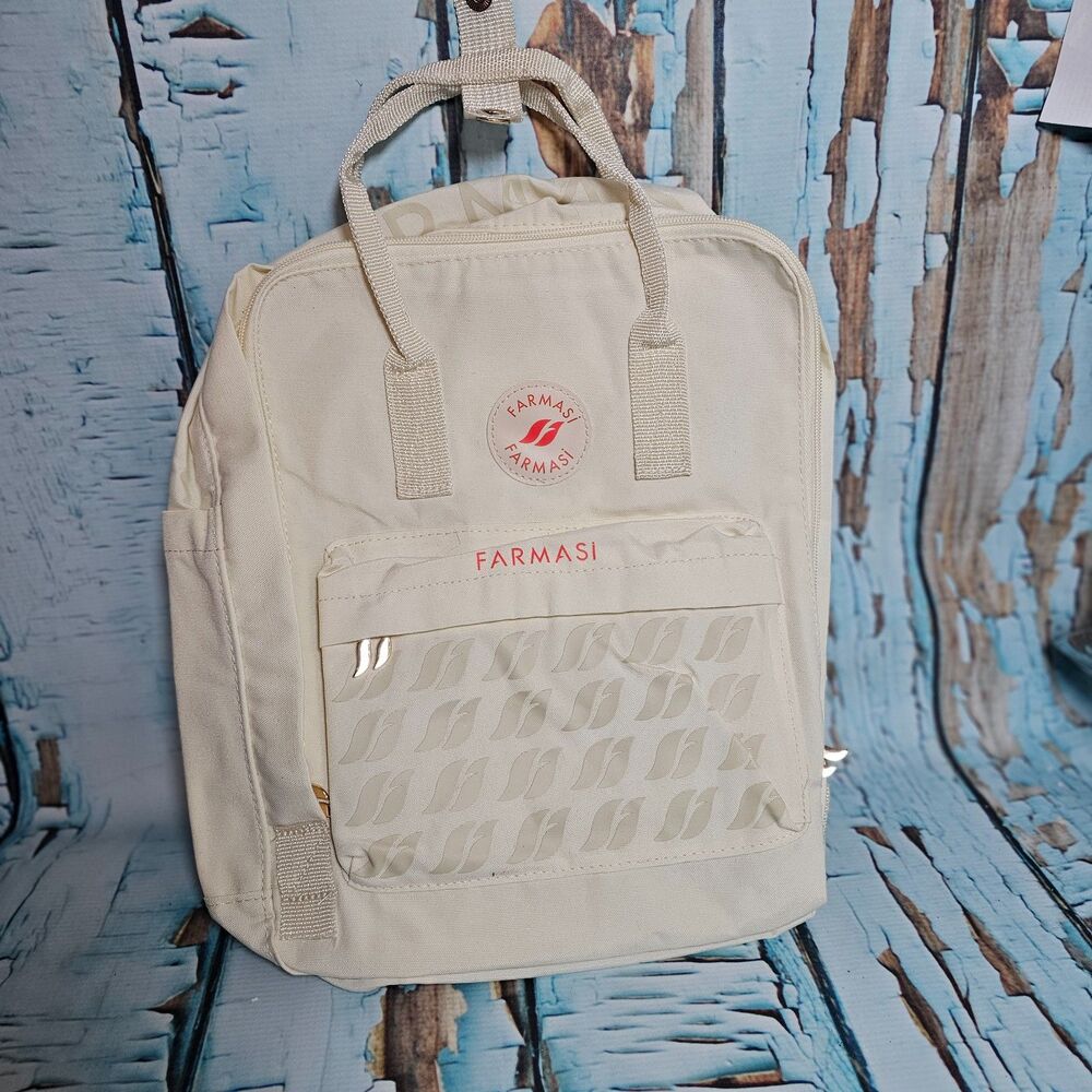 NEW Farmasi Mini Backpack Cream Cosmetic Bag Travel Makeup Bag Small Backpack